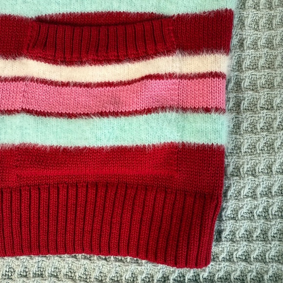 Lands End Open Front Cardigan Sweater Womens XL Extra Large 14-16 Red Pink White - Picture 2 of 9